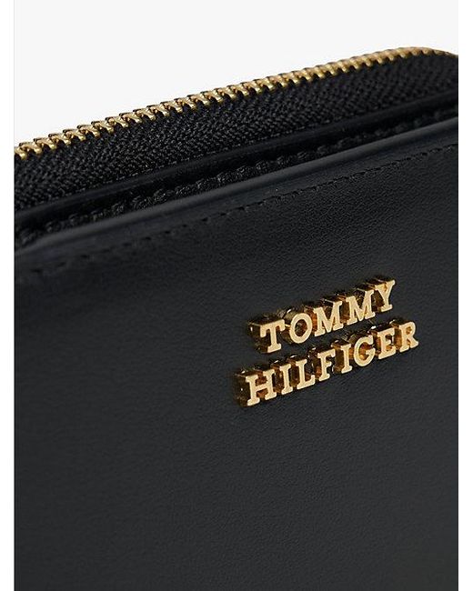 Tommy Hilfiger Leren Zip-Around Bifold Portemonnee Met Logo in het Black