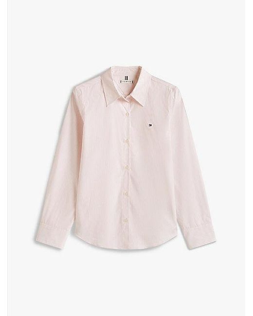 Tommy Hilfiger Regular Fit Overhemd Van Gestreepte Poplin in het White