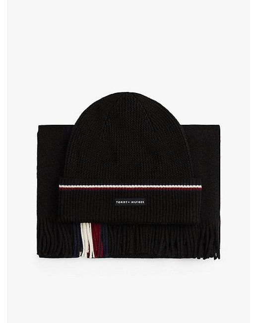 Set De Regalo De Gorro Y Bufanda Tommy Hilfiger de hombre de color Black