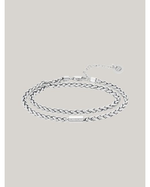 Tommy Hilfiger Multicolor Crystal-embellished Charm Stainless Steel Chain Bracelet