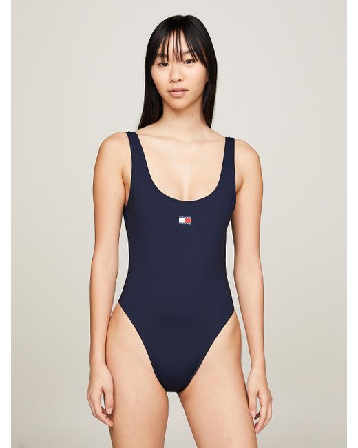 Tommy Hilfiger Blue Heritage Scoop Back One-piece Swimsuit