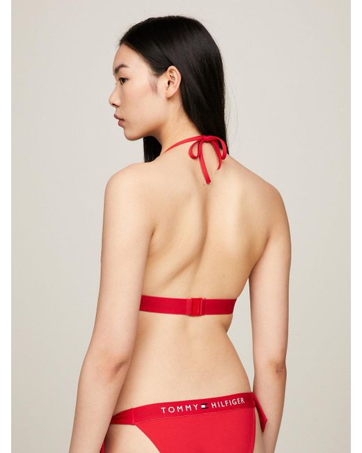 Tommy Hilfiger Red Th Original Foam Triangle Halterneck Bikini Top