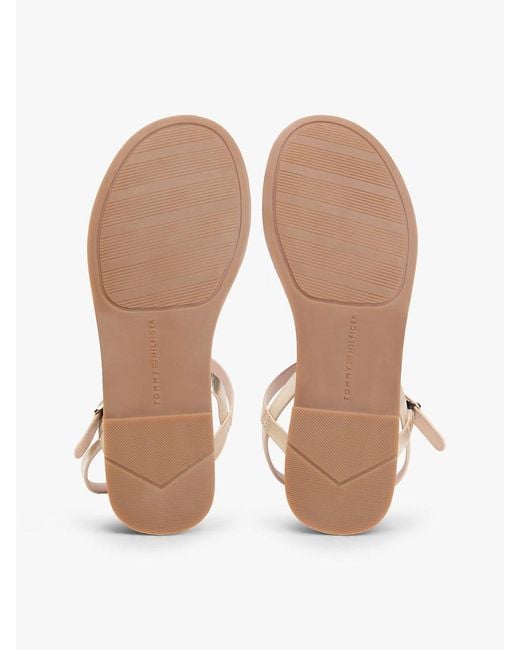 Tommy Hilfiger Natural Metallic Leather Toe Post Flat Sandals
