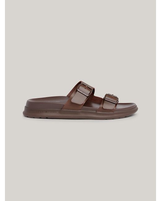 Tommy Hilfiger Brown Leather Buckle Sandals for men
