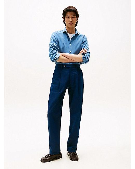 Tommy Hilfiger Smart-Casual Broek Met Wijde Pijpen in het Blue voor heren