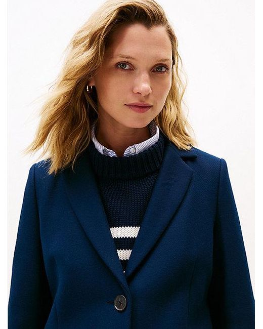 Tommy Hilfiger Single-Breasted Jas Met Kasjmier in het Blue