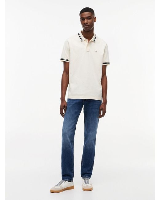 Tommy Hilfiger White Tommy Flag Regular Fit Tipped Polo Shirt for men