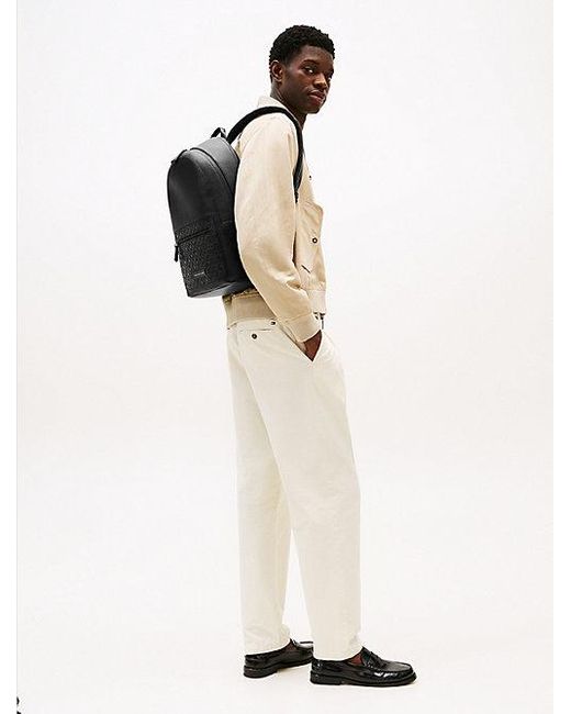 Tommy Hilfiger Genarbter Rucksack Mit Th-Monogramm in Black für Herren
