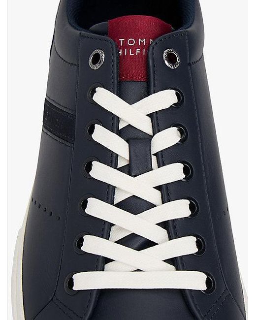 Tommy Hilfiger Leren Sneaker Met Gemengde Texturen in het White voor heren
