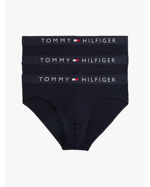 3 Pack Slip Th Original Con Elastico Iconico di Tommy Hilfiger in Blue da Uomo