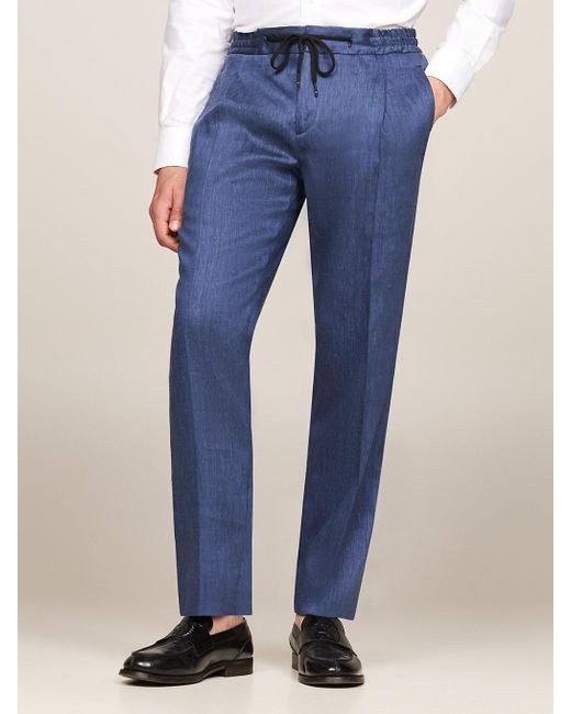 Tommy Hilfiger Blue Drawstring Waist Slim Fit Trousers for men