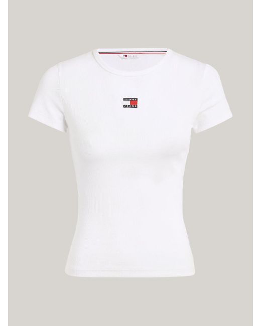 Tommy Hilfiger White Badge Ribbed Slim Fit T-shirt