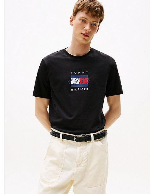 Tommy Hilfiger T-Shirt Aus Jersey Mit Flag-Grafik in Black für Herren