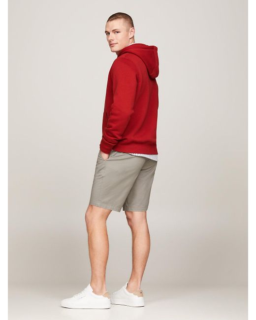 Sweat à capuche coupe standard à logo brodé Tommy Hilfiger pour homme en coloris Red