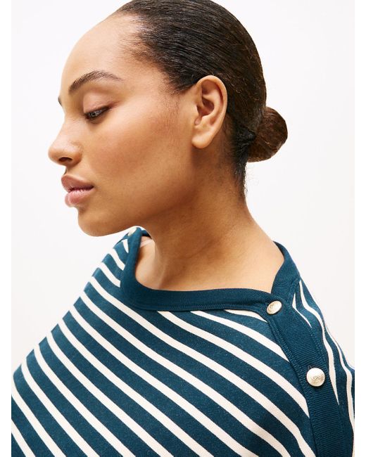 Felpa Curve Con Scollatura A Barca di Tommy Hilfiger in Blue