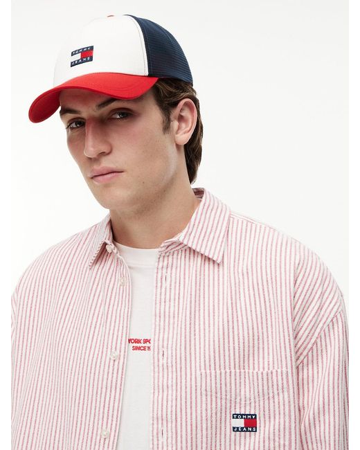 Tommy Hilfiger White Heritage Signature Colour-Blocked Trucker Cap for men