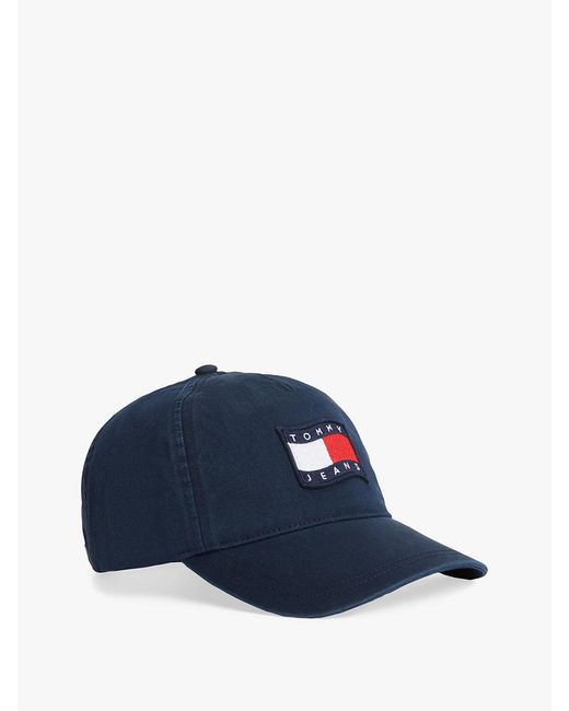 Tommy Hilfiger Blue Wavy Logo Washed Twill Baseball Cap for men