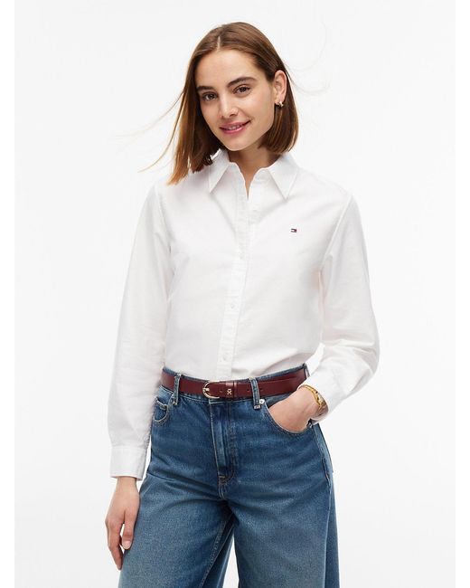Tommy Hilfiger White Relaxed Fit Yarn Dyed Oxford Shirt