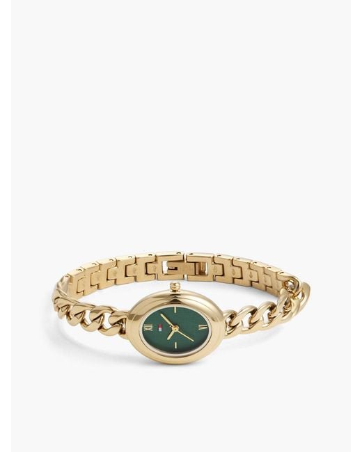 Tommy Hilfiger Metallic Oval Dial-Plated Bracelet Watch