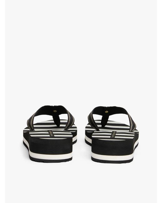 Sandali Infradito Con Plateau E Righe di Tommy Hilfiger in White