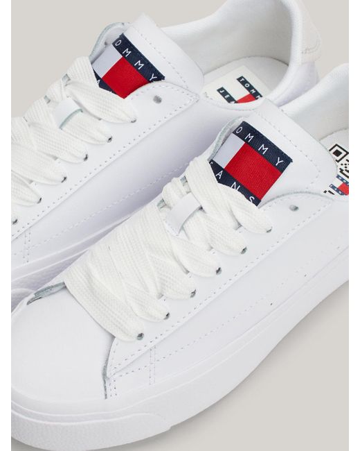 Tommy Hilfiger White Essential Flatform Leather Trainers