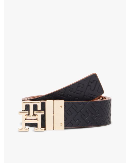 Tommy Hilfiger Brown Th Monogram Reversible Leather Belt