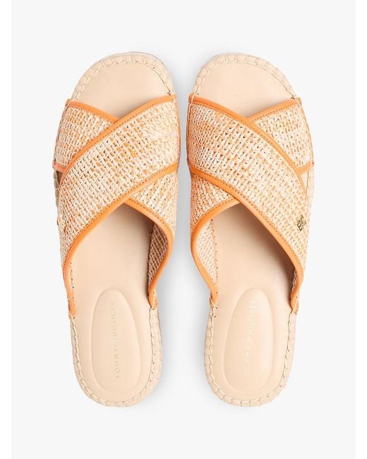 Tommy Hilfiger Natural Raffia Th Monogram Espadrille Mules