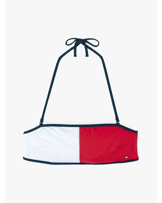 Tommy Hilfiger Red Hilfiger Flag Bandeau Bikini Top