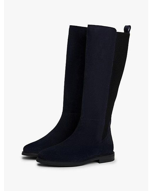 Tommy Hilfiger Overknee Laars Van Suède in het Black