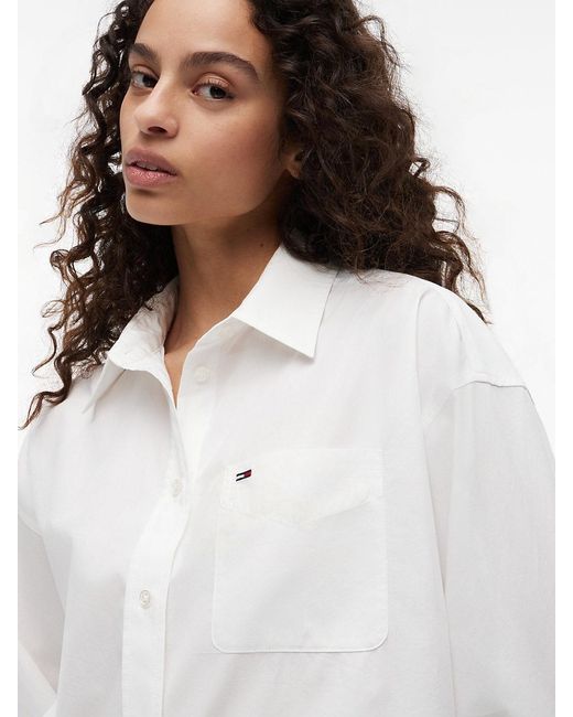 Tommy Hilfiger White Oversized Fit Poplin Shirt