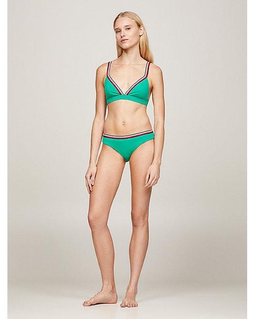 Parte superior de bikini Global Stripe Tommy Hilfiger de color Green