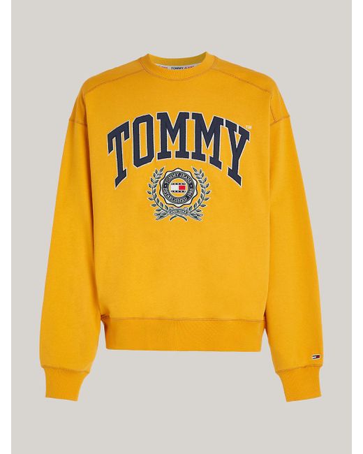Tommy Hilfiger Yellow College Boxy Fit Logo Sweatshirt for men