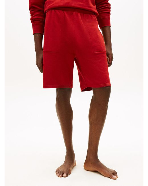 Tommy Hilfiger Red Essential Logo Terry Lounge Shorts for men