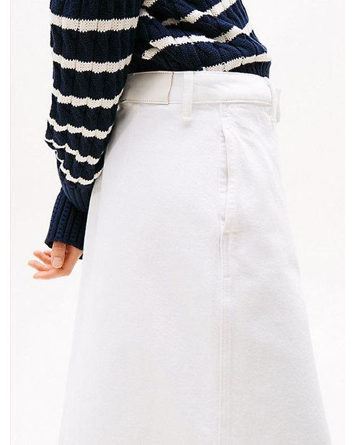 Falda Midi Blanca Tommy Hilfiger de color Blue