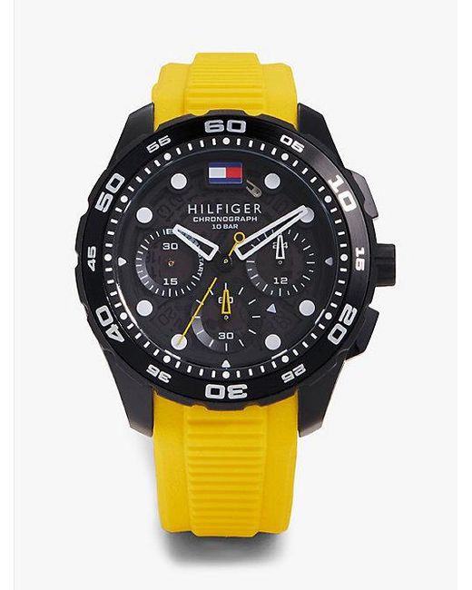 Tommy Hilfiger Horloge Met Zwarte Wijzerplaat En Gele Band in het Gray voor heren