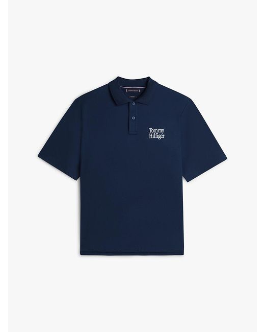 Tommy Hilfiger Blue Oversized Fit Back Logo Polo Shirt for men