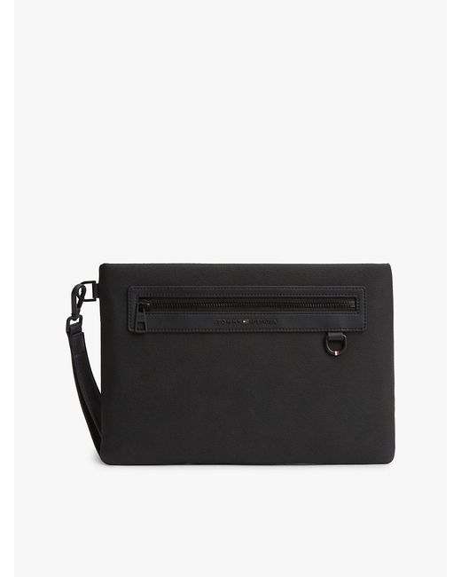 Tommy Hilfiger Black Tonal Metal Logo Pouch for men