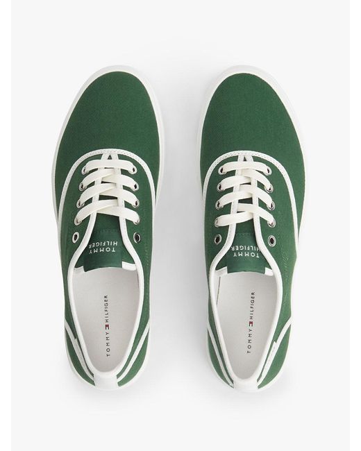Tommy Hilfiger Green Canvas Cupsole Trainers for men