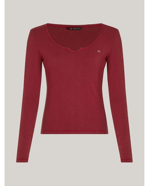Tommy Hilfiger Red Slim Fit Long Sleeve T-shirt