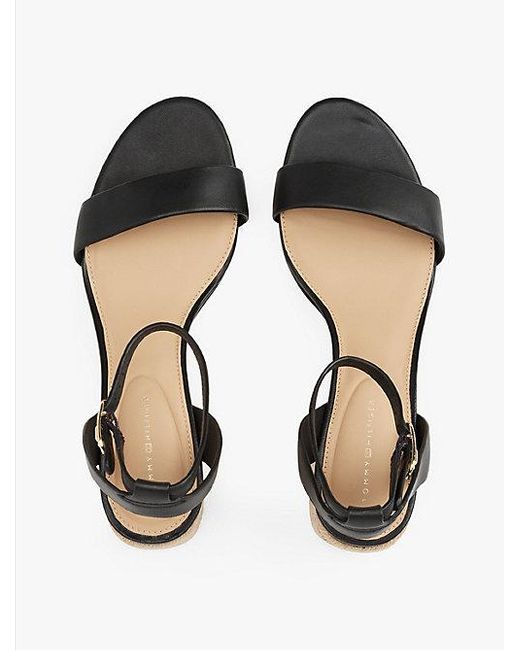 Tommy Hilfiger Leren Sandaal Met Espadrillehak in het White