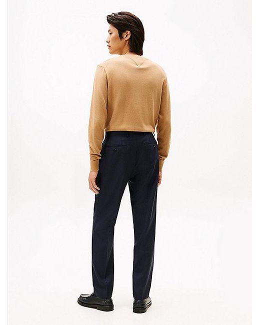 Pantalón De Algodón Con Textura De Canasta Tommy Hilfiger de hombre de color Blue