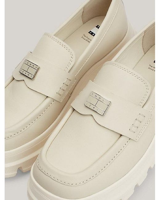 Tommy Hilfiger Leren Loafer Met Chunky Profielzool in het Natural