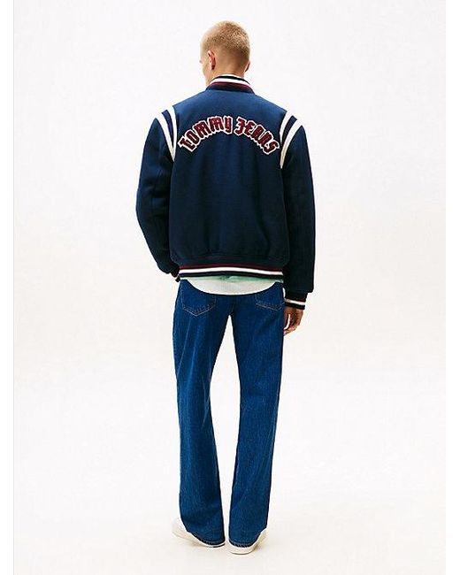 Tommy Hilfiger Varsity Bomberjack Met Wol En Logo-Appliqué in het Blue voor heren