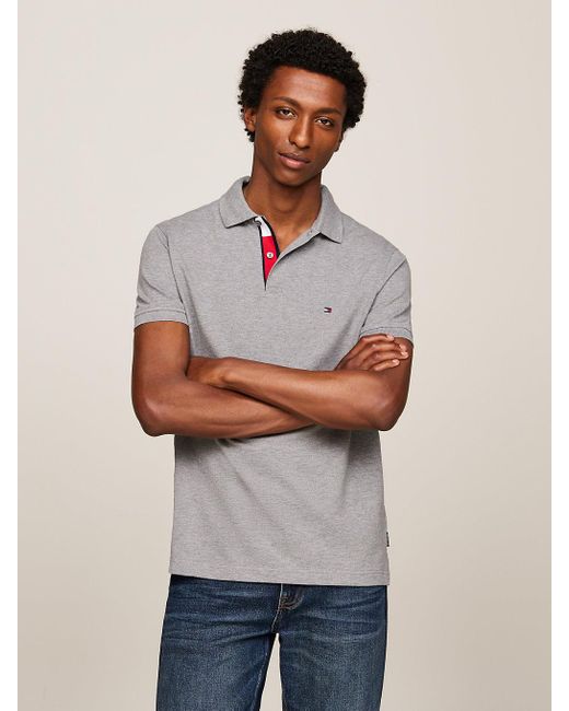 Tommy Hilfiger Natural Tipped Placket Flag Embroidery Polo for men