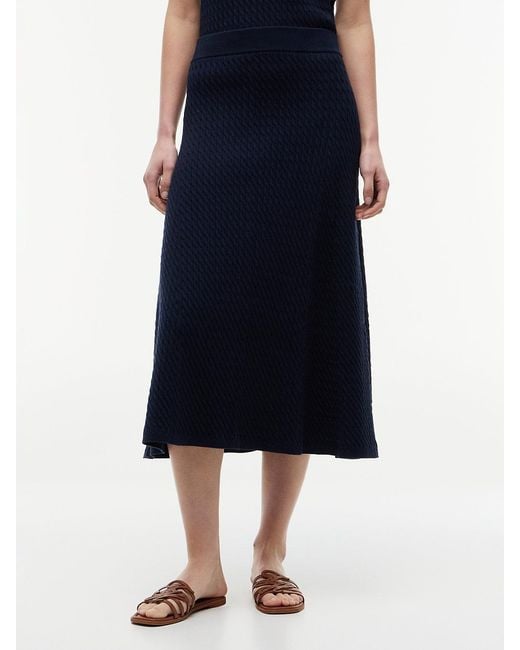 Tommy Hilfiger Blue Cable Knit Relaxed A-Line Midi Skirt