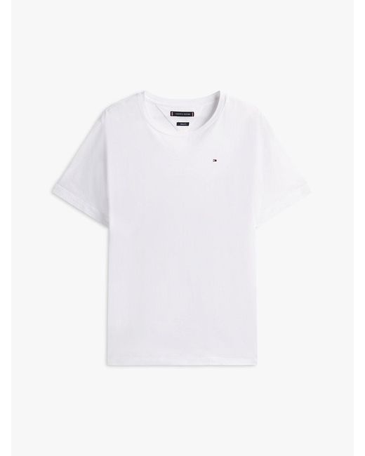 Tommy Hilfiger White Flag Embroidery Crew Neck T-shirt for men