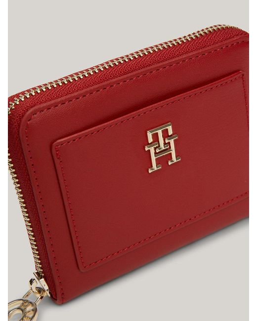 Tommy Hilfiger Red Th Monogram Medium Zip-around Wallet