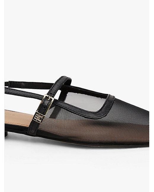 Tommy Hilfiger Mesh Ballerina Met Slingback En Ronde Hak in het White