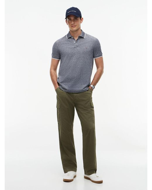 Tommy Hilfiger Blue Regular Fit Pique Polo Shirt With Linen for men