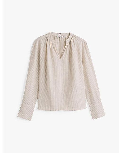 Blusa De Corte Amplio En Lino Tommy Hilfiger de color Natural